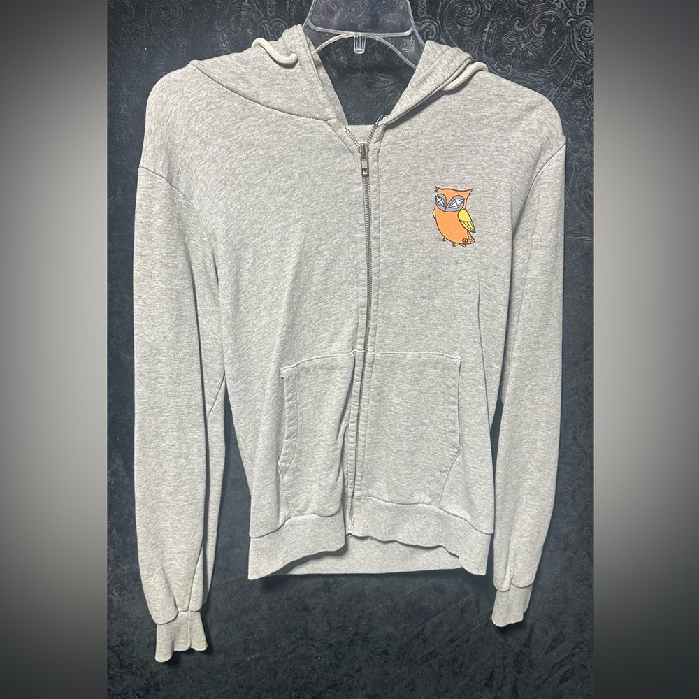 EUC Gray Zip-Up Hoodie with Owl Patch by ANNA